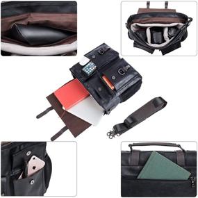 img 2 attached to 📷 Black Waterproof Vintage Leather Camera Bag, Shockproof DSLR SLR Crossbody Shoulder Messenger Bag, Compatible with Canon Sony Nikon - Improved SEO