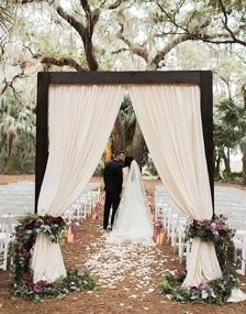 img 3 attached to 📸 Ivory Polyester Photography Backdrop Drapes - Set of 2 Panels for Home Parties, Weddings and Decor