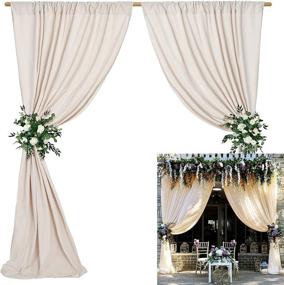 img 4 attached to 📸 Ivory Polyester Photography Backdrop Drapes - Set of 2 Panels for Home Parties, Weddings and Decor