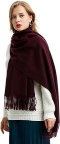 img 2 attached to 💰 Cashmere Stole, 100% Pure Cashmere, High-Quality Finish, Exquisite & Organic, Oversized Scarf, Wrap, 78.7x27.5in, K0101