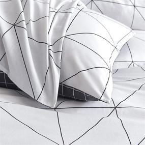 img 1 attached to 🛏️ INTSOFT Twin Size White/Black Cotton Duvet Cover Set - Luxury Stripes Bedding with Zipper Closure, Ultra Soft and Cozy, Includes 1 Duvet Cover and 1 Pillowcase