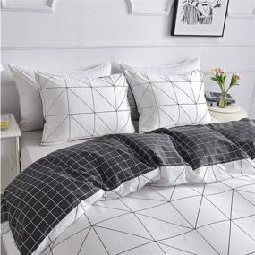 img 2 attached to 🛏️ INTSOFT Twin Size White/Black Cotton Duvet Cover Set - Luxury Stripes Bedding with Zipper Closure, Ultra Soft and Cozy, Includes 1 Duvet Cover and 1 Pillowcase