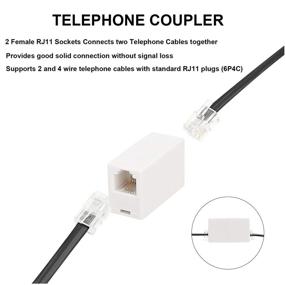 img 2 attached to 📞 15FT Phone Cord with RJ11 Plug: Landline Telephone Cable + RJ11 Splitter & Cable Clips (White)