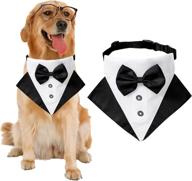 🐶 stylish formal dog tuxedo bandana for dog wedding - adjustable bowtie collar for small, medium, large dogs pet (black, l) logo