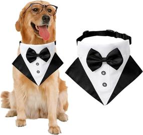 img 4 attached to 🐶 Stylish Formal Dog Tuxedo Bandana for Dog Wedding - Adjustable Bowtie Collar for Small, Medium, Large Dogs Pet (Black, L)