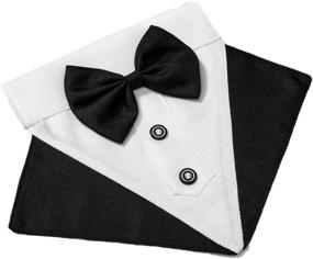 img 2 attached to 🐶 Stylish Formal Dog Tuxedo Bandana for Dog Wedding - Adjustable Bowtie Collar for Small, Medium, Large Dogs Pet (Black, L)