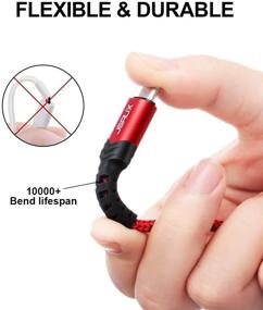 img 2 attached to 🔌JSAUX USB Type C кабель 4 шт. - 1 фут, 3.3 фута, 6.6 фута, 10 футов - быстрая зарядка USB-C на USB A, шнур из плетеного нейлона для Samsung Galaxy S10 S9 S8 Plus, Note 10 9 8, Moto Z, LG V20 G6 G5, Nintendo Switch и других устройств (красный)