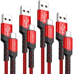 img 4 attached to 🔌JSAUX USB Type C кабель 4 шт. - 1 фут, 3.3 фута, 6.6 фута, 10 футов - быстрая зарядка USB-C на USB A, шнур из плетеного нейлона для Samsung Galaxy S10 S9 S8 Plus, Note 10 9 8, Moto Z, LG V20 G6 G5, Nintendo Switch и других устройств (красный)