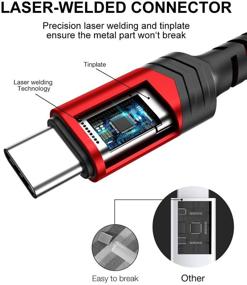 img 1 attached to 🔌JSAUX USB Type C кабель 4 шт. - 1 фут, 3.3 фута, 6.6 фута, 10 футов - быстрая зарядка USB-C на USB A, шнур из плетеного нейлона для Samsung Galaxy S10 S9 S8 Plus, Note 10 9 8, Moto Z, LG V20 G6 G5, Nintendo Switch и других устройств (красный)