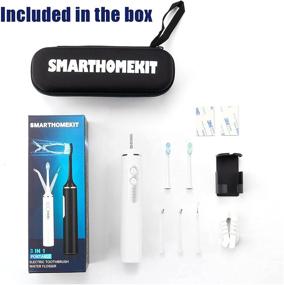 img 1 attached to 💦 2-in-1 Water Dental Flosser and Sonic Toothbrush Combo for Effective Oral Care - Switch seamlessly from Brushing to Water Flossing with Ultrasonic Technology - Home and Travel Friendly (White 2.0)