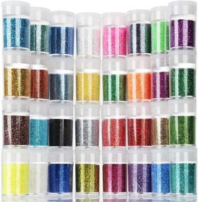 img 3 attached to 💫 Teenitor Fine Glitter Set - 32 Jars, 8g Each - Assorted Color Arts and Craft Glitter - Eyeshadow Makeup Nail Art Pigment - Glitter for Slime