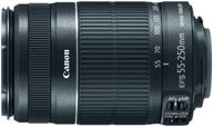 get crystal clear zoom with canon's ef-s 55-250mm f/4.0-5.6 is ii telephoto lens logo