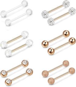 img 4 attached to 🌟 Finrezio Women's Jewelry 14-16mm Stainless Steel Nipplerings Piercing