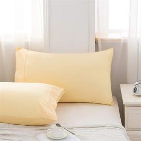 img 3 attached to AYASW Queen Size Microfiber Pillowcases 2-Piece Set, Envelope Closure, Yellow, 20x30 inches