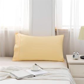 img 2 attached to AYASW Queen Size Microfiber Pillowcases 2-Piece Set, Envelope Closure, Yellow, 20x30 inches