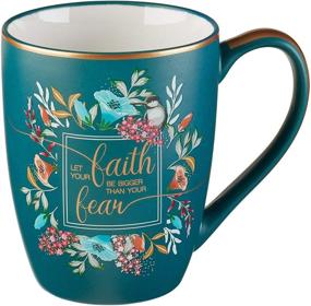 img 4 attached to 12 oz Ceramic Coffee Mug with Gold Trim and Calligraphy - Floral Faith Mug for Women and Men