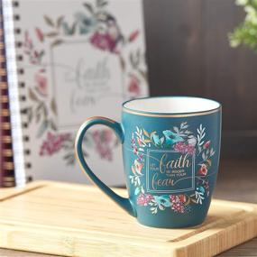 img 1 attached to 12 oz Ceramic Coffee Mug with Gold Trim and Calligraphy - Floral Faith Mug for Women and Men