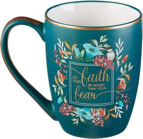 img 3 attached to 12 oz Ceramic Coffee Mug with Gold Trim and Calligraphy - Floral Faith Mug for Women and Men