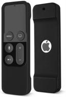 tnp black silicone case cover for new apple tv 4th generation 64gb/32gb remote control - protective skin with lanyard handle strap logo