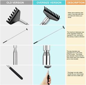img 1 attached to Последнее слово комфорта и удобства: Надежная переносная удлиняемая скребка для спины - Обновленный металлический телескопический инструмент из нержавеющей стали с хлопковым сумкой для переноски (черный)