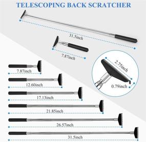 img 3 attached to Последнее слово комфорта и удобства: Надежная переносная удлиняемая скребка для спины - Обновленный металлический телескопический инструмент из нержавеющей стали с хлопковым сумкой для переноски (черный)