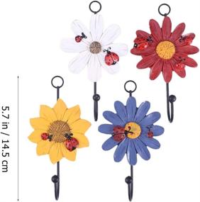 img 1 attached to 🌼 Vintage Art Flower Daisy Iron Hook for Hanging Coat Hat Key Towel - Decorative Wall Mounted Hanger (4 Pack) - Ideal for Home Livingroom Door Decoration