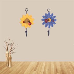 img 2 attached to 🌼 Vintage Art Flower Daisy Iron Hook for Hanging Coat Hat Key Towel - Decorative Wall Mounted Hanger (4 Pack) - Ideal for Home Livingroom Door Decoration