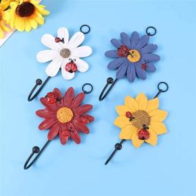 img 3 attached to 🌼 Vintage Art Flower Daisy Iron Hook for Hanging Coat Hat Key Towel - Decorative Wall Mounted Hanger (4 Pack) - Ideal for Home Livingroom Door Decoration