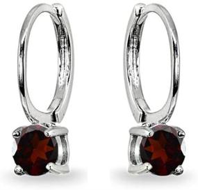 img 3 attached to Sterling Silver Solitaire Huggie Hoop Earrings: Genuine or Synthetic Gemstones, Perfect for Women and Teen Girls