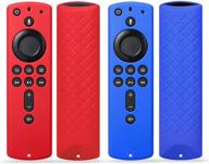 📱 protective silicone remote case cover for fir tv stick 4k, cube & 3rd gen fire tv – anti-slip, all-new 2nd gen alexa voice remote control compatible – red dark blue (2 pack) logo