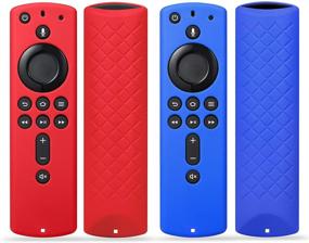 img 4 attached to 📱 Protective Silicone Remote Case Cover for Fir TV Stick 4K, Cube & 3rd Gen Fire TV – Anti-Slip, All-New 2nd Gen Alexa Voice Remote Control Compatible – Red Dark Blue (2 Pack)