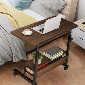 img 3 attached to 🖥️ Dekhaoxe Adjustable Height Mobile Computer Desk: Compact & Portable Black Gaming Table with Wheels for Bedroom, Home Office, and Small Spaces