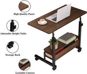 img 2 attached to 🖥️ Dekhaoxe Adjustable Height Mobile Computer Desk: Compact & Portable Black Gaming Table with Wheels for Bedroom, Home Office, and Small Spaces