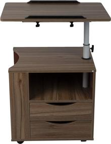 img 2 attached to 🛏️ Convenient Swivel Top Bedside Workstation Nightstand with Drawers and Magazine Holder - Wood Finish, Brown