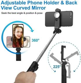 img 2 attached to 📷 White Selfie Stick Tripod - Pomisgam One-Piece Retractable Selfie Stick with Detachable Wireless Bluetooth Remote Control, Small and Portable - Compatible with All Smartphones