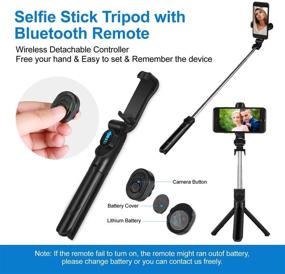 img 3 attached to 📷 White Selfie Stick Tripod - Pomisgam One-Piece Retractable Selfie Stick with Detachable Wireless Bluetooth Remote Control, Small and Portable - Compatible with All Smartphones