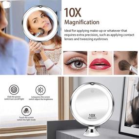 img 3 attached to Enhanced 2022 10X Magnifying Makeup Mirror: Perfect Lighting, Shower-Friendly, Suction 🪞 Cup Mount, Intelligent Switch, 360° Rotation – Ideal for Precision Makeup and Skincare