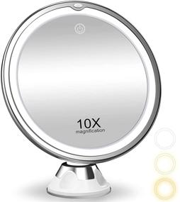 img 4 attached to Enhanced 2022 10X Magnifying Makeup Mirror: Perfect Lighting, Shower-Friendly, Suction 🪞 Cup Mount, Intelligent Switch, 360° Rotation – Ideal for Precision Makeup and Skincare