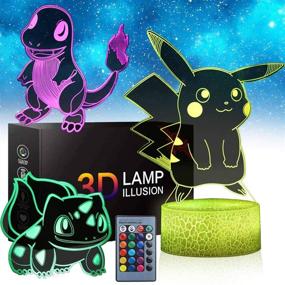 img 4 attached to 🎁 3D Anime Toys Night Light - 3D Illusion Lamp with 3 Patterns, 16 Color Change, Remote Control - Perfect Christmas Gift for Kids, Boys, Girls