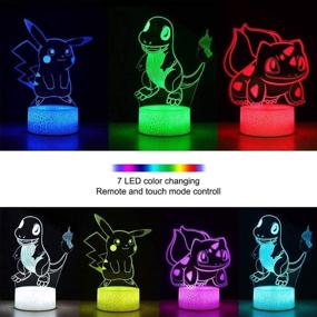 img 2 attached to 🎁 3D Anime Toys Night Light - 3D Illusion Lamp with 3 Patterns, 16 Color Change, Remote Control - Perfect Christmas Gift for Kids, Boys, Girls