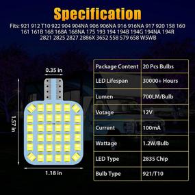 img 2 attached to 🔆 20PCS T10 921 922 912 194 RV Interior LED Light Bulbs - Super Bright Replacement, 36-SMD 6000K, 12V for RV Camper Trailer Boat Dome Car Marine Ceiling Indoor Light - White