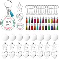 🔑 72-piece acrylic transparent discs set, assorted clear keychain blanks charms and tassel pendants - easy diy crafts jewelry making kit with keyring chain logo