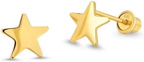 img 4 attached to Charming 14k Yellow Gold Plain Star Screwback Earrings for Baby Girls - Adorable Studs for Little Ones