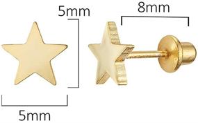 img 3 attached to Charming 14k Yellow Gold Plain Star Screwback Earrings for Baby Girls - Adorable Studs for Little Ones