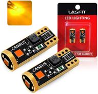🌟 lasfit 194 168 t10 2825 w5w led bulb - amber yellow - canbus error free, non-polarity 400lm ultra bright for side marker, map, doors, 12-24v (pack of 2) logo