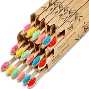 img 4 attached to 🌱 Biodegradable Natural Bamboo Toothbrushes with BPA-Free Bristles - 18pc multi-colored pack
