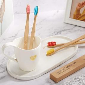 img 1 attached to 🌱 Biodegradable Natural Bamboo Toothbrushes with BPA-Free Bristles - 18pc multi-colored pack