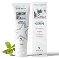 🌿 cali white vegan whitening toothpaste: organic mint with vitamin b12, fluoride-free, sls free, gluten-free, xylitol - natural oral care solution logo