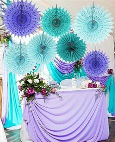 img 2 attached to Girl's Mermaid Birthday Decorations & Baby Shower Décor - Aqua Blue, Teal, & Purple Tissue Paper Fans for Summer, Beach, Tropical & Under The Sea Themed Parties