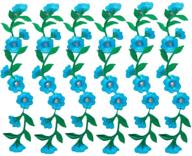 mscftfb set of 6 floral embroidered iron-on patches | 9.5 inch long | garment & shoe appliques for jeans, clothing, embellishments (blue) logo